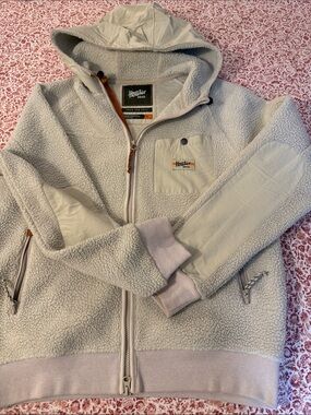 Howler Brothers Cream Sherpa Hoodie with Orange Trim